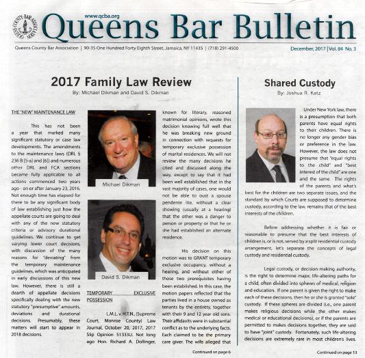 Queens Bar Bulletin 2017 Family Law Review